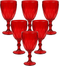 Cecaro Group – Set 6 Calici in Vetro Colorato Rosso 320 ml | Bicchieri da Vino