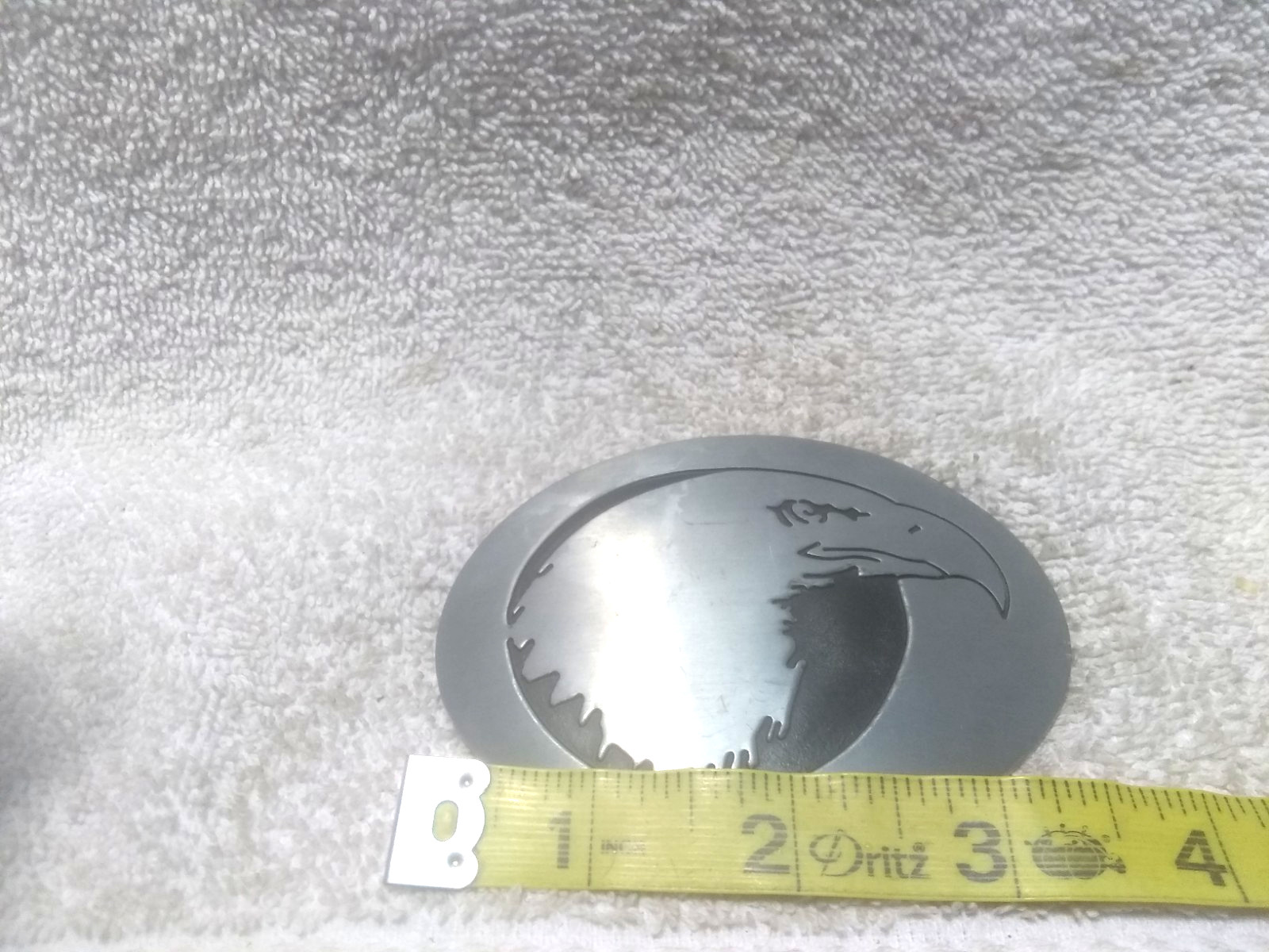 Silver Large Oval Shape Bald Eagle Head Engraved … - image 8