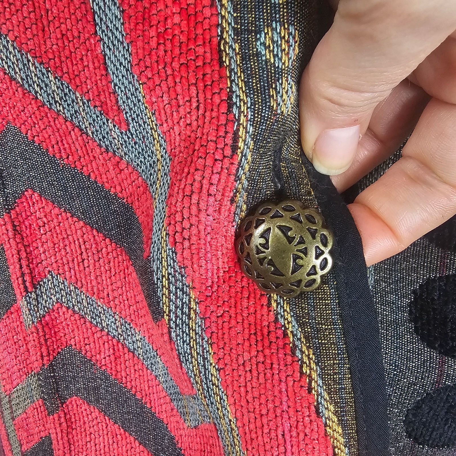 Vintage Tapestry Boho Reversible Button-Up Jacket… - image 4