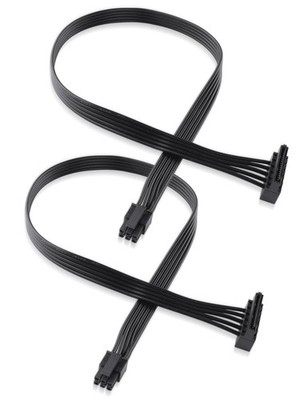 2Pack 40CM Small 6Pin to SATA Power Cable, 18AWG Tinned Copper, Dual SATA 15P...