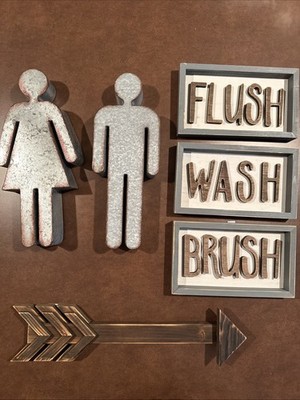 Men & Ladies Metal Sign Restroom Bathroom Boy Girl Women Decor 14 Inches 