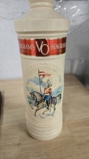 Vintage Seagram's VO Canadian Whiskey Bottle Holder Tall Plastic Container & Lid