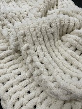 Chenille Large Chunky Knit Cream Colored Blanket 40 X 50 Sewn On Tag NEW
