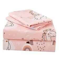 Pink Unicorn Kids Sheet Set Size, 3 Piece Girls Rainbow Twin Moon Unicorn
