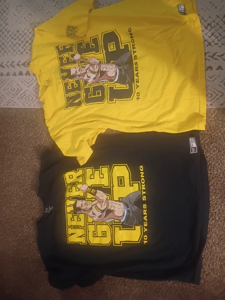 John Cena 10 Years Strong2008  Shirt 2 Tshirts  XXL NeverGiveUp Black And Yellow - Image 2 of 4