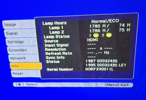 *1786 HOURS* Epson Powerlite Pro Z8050W H265A WXGA HD Projector (NO LENS) - Picture 19 of 20