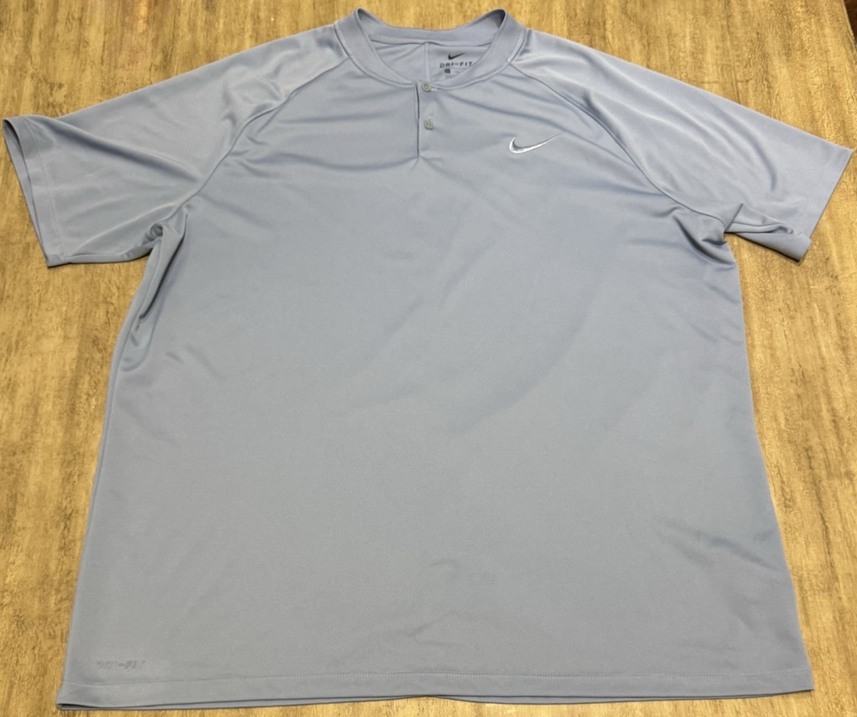 Nike Court Blade Henley Shirt Mens 2XL Short Sleeve Performance Tennis Golf  Blue