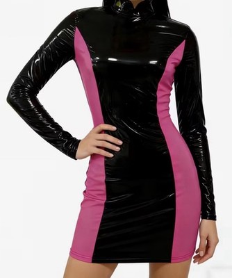 Lack Minikleid Schwarz Pink Gr.XL