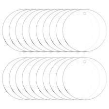 Acrylic Circle Blanks 2 Inch Round Clear Disc with Hole Transparent Pack of 20