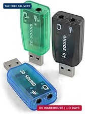 3 Pack USB Sound Card Adapter 5.1 Channel 3D External USB to 3.5MM 1/8 Audio Jac