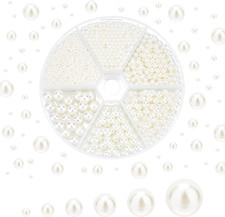 PH Pandahall 2200Pcs No Holes Pearls, White Pearl Beads Undrilled Imitated Pearl