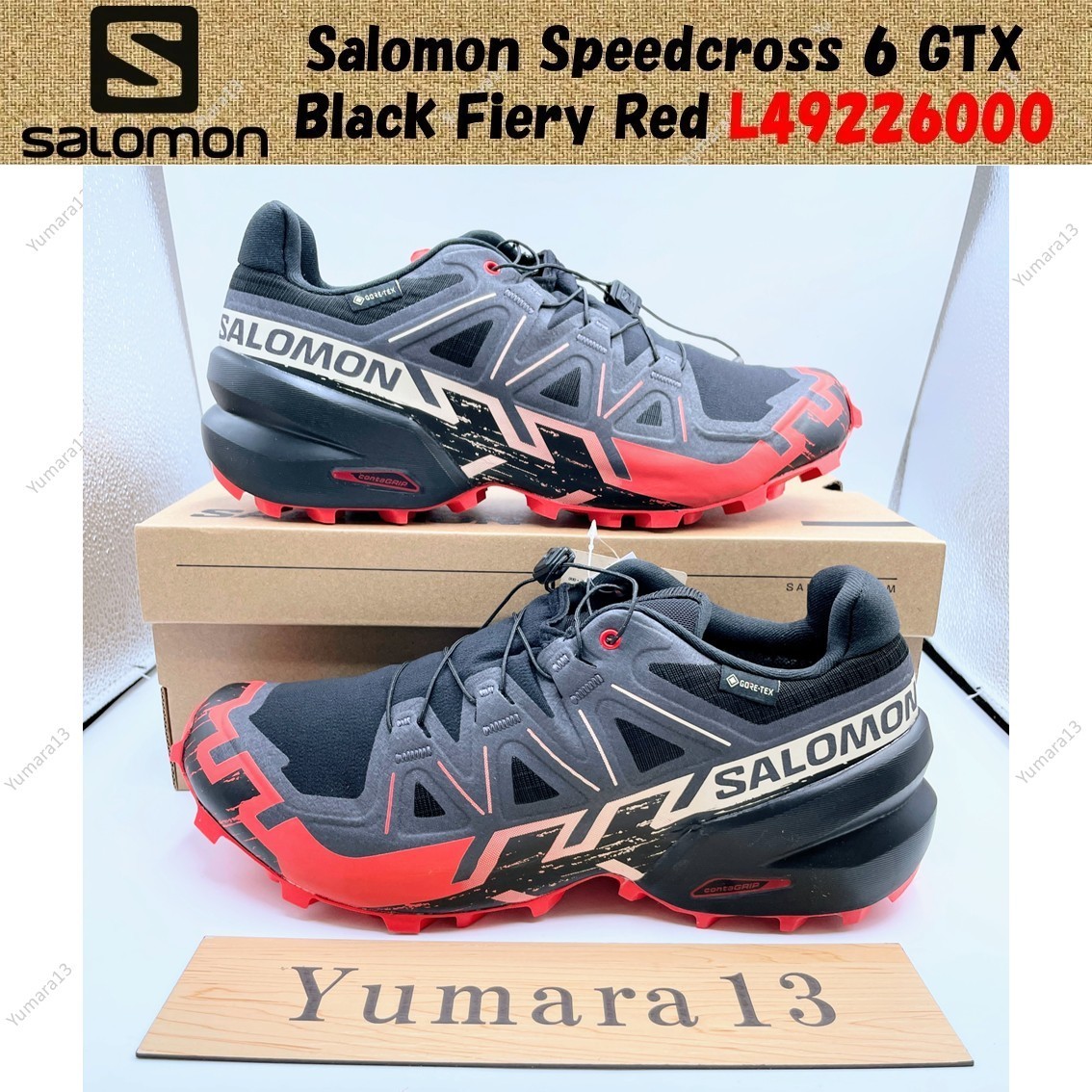 Salomon Speedcross 6 GTX Black Fiery Red L49226000 Men's Size | eBay
