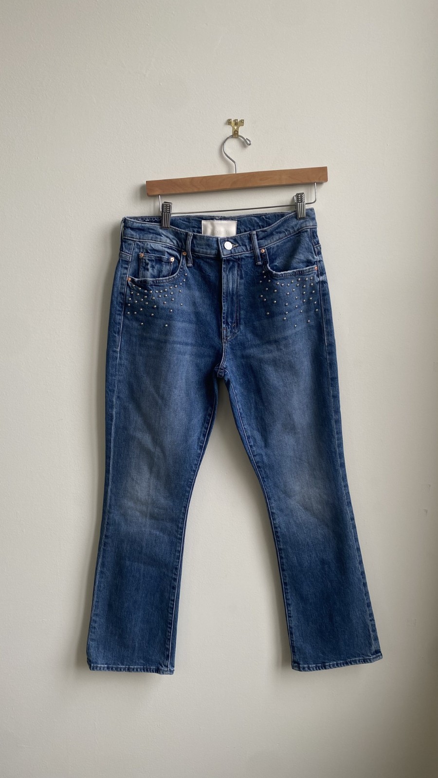 NWOT Mother Superior The Insider Flood Jean Size 29 Metal Magic Wash Stud Boot image 3