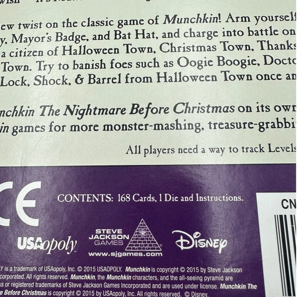 Juego Munchkin Pesadilla Antes De Navidad S. Jackson - Sin Die Sin Instrucciones Foto 3 de 4
