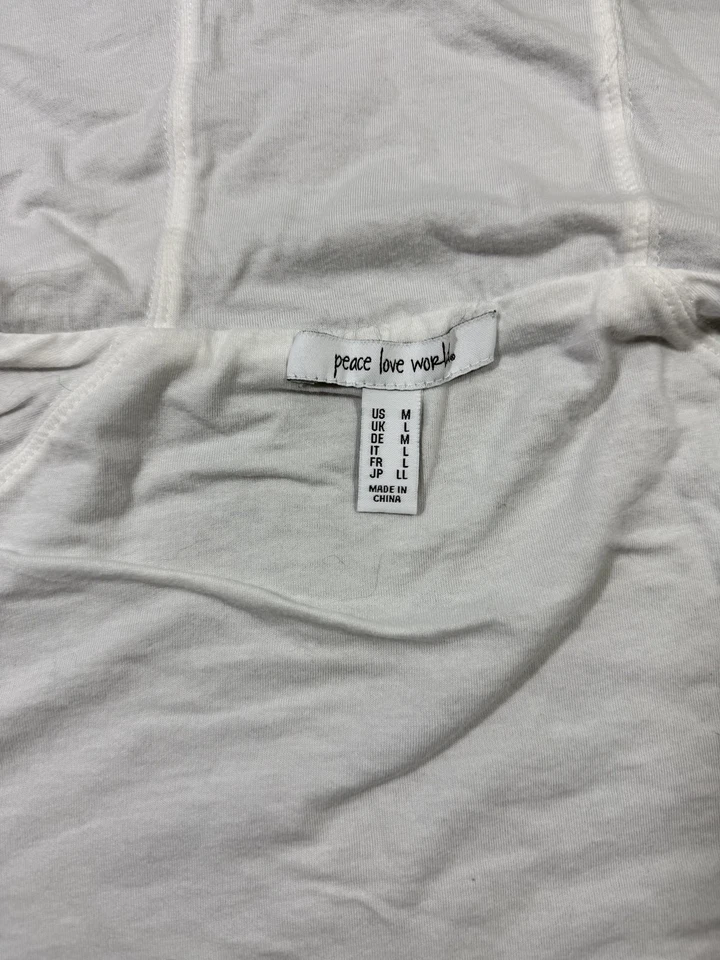 Peace Love World Hoodie Womens Medium Black Love Each Other Zip Thumbholes - Image 4 of 4