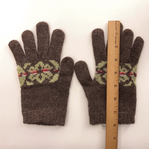 Made Italy Thin Winter Stretch Wool Blend Gloves Green Pattern - Picture 4 of 5