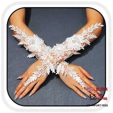 Wedding Fingerless Lace Gloves Long Bridal Gloves for Brides One Size White