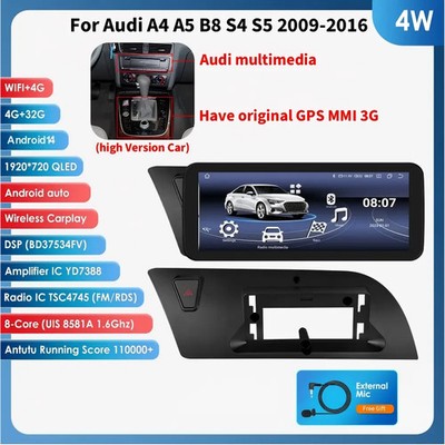 10.25''Android Car Stereo Android Auto CarPlay BT For Audi A4 B8 A5 2009-2016 MMI