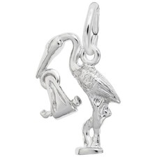 Sterling Silver Stork and Baby Charm