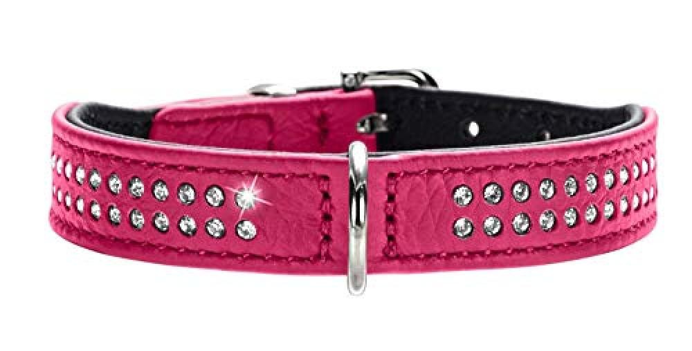 HUNTER Collare Diamond Petit 27 Rosa/Nero in Pelle Nappa per Cani