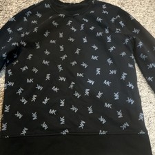 Michael Kors Men's M Black Crew Neck Pullover Sweatshirt MK Logo Graphic Print