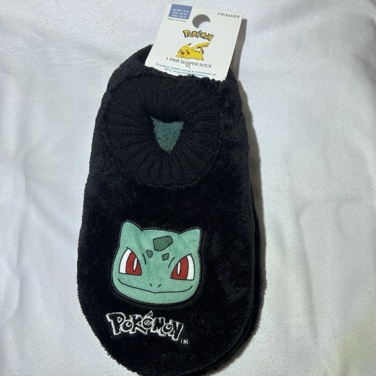 Pokemon X Primark Bulbasaur Polar Zapatilla Calcetines Acogedores Para Hombre Talla US 10-13 ¡NUEVO!