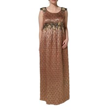 DOLCE & GABBANA Dress Brown Metallic Crystal Evening Gown IT44/US10/L 12500usd
