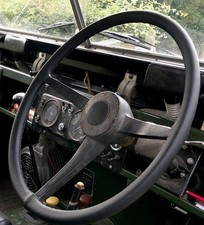 FOR LAND ROVER SERIES 2A 1961-1971 REAL BLACK LEATHER STEERING WHEEL COVER NEW