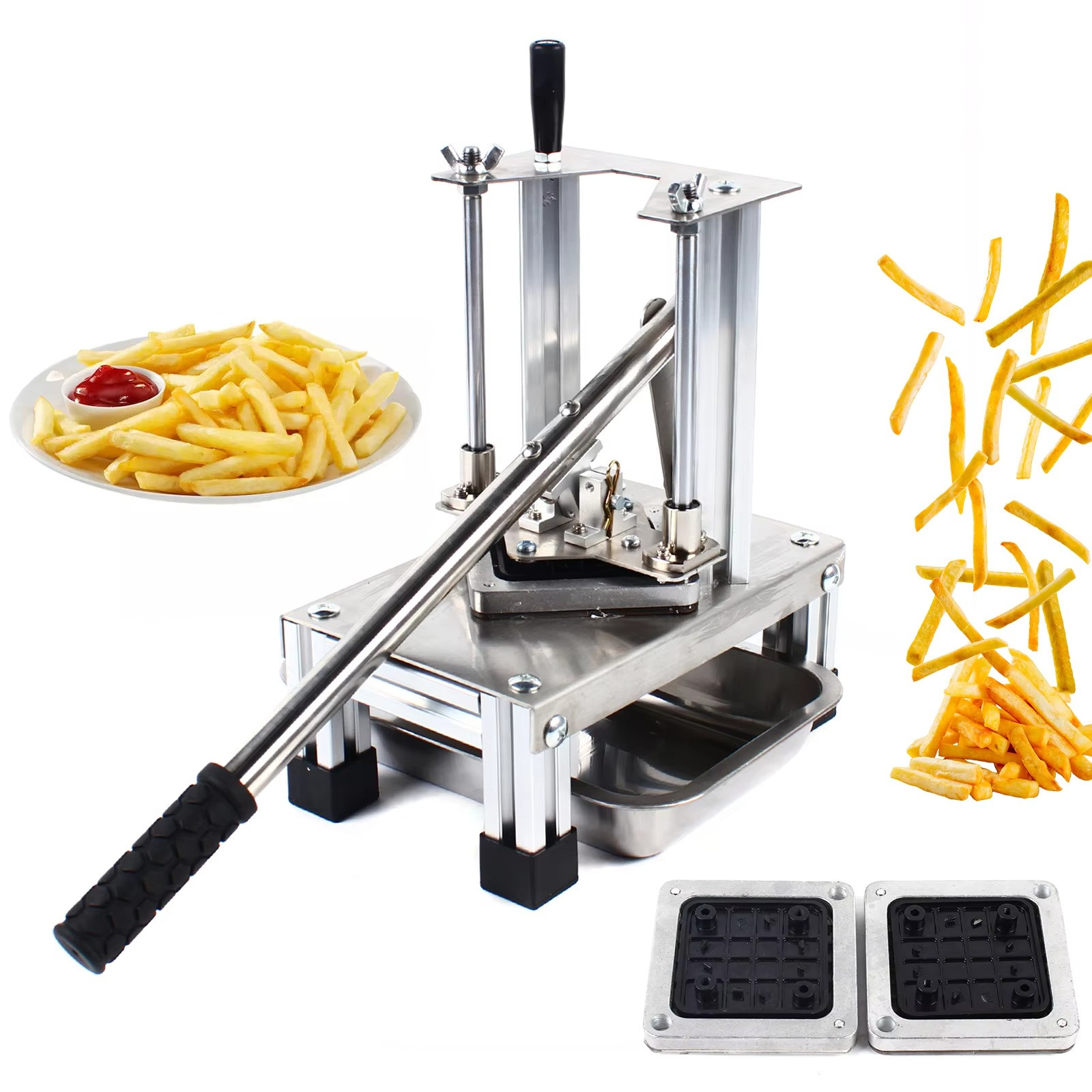Coupe-pommes de terre en acier inoxydable avec poignee ergonomique argentee
