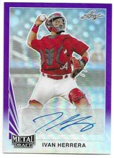 2020 Leaf Metal Draft Baseball IVAN HERRERA Purple Parallel Autograph 6/25