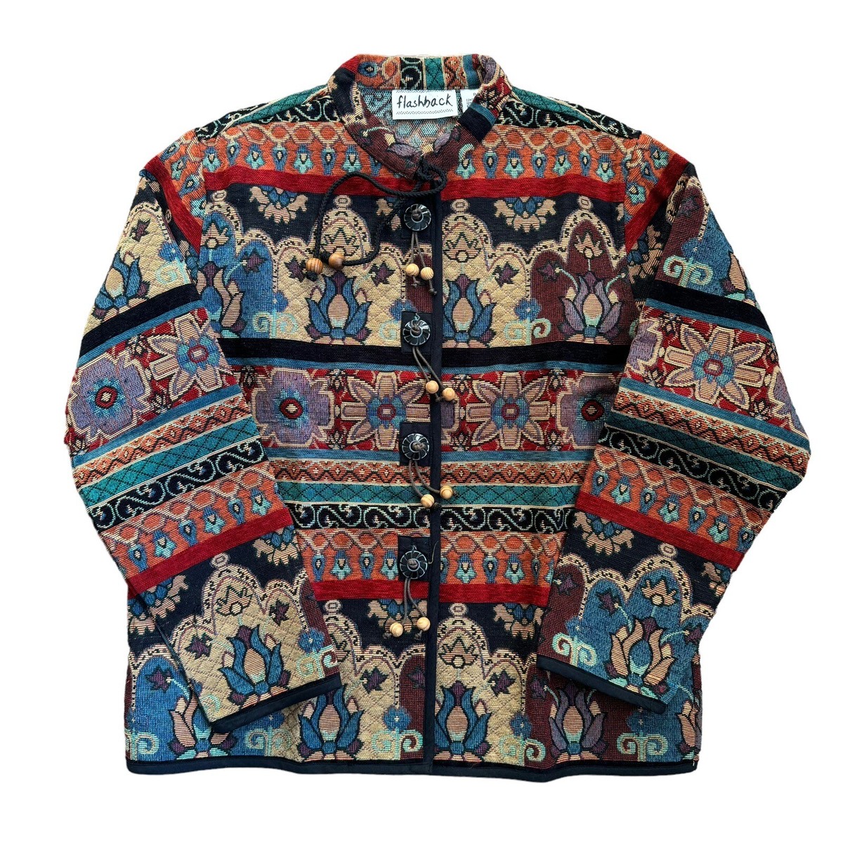 Flashback Tapestry Jacket Blazer Tassel Buttons Women's Vintage P
