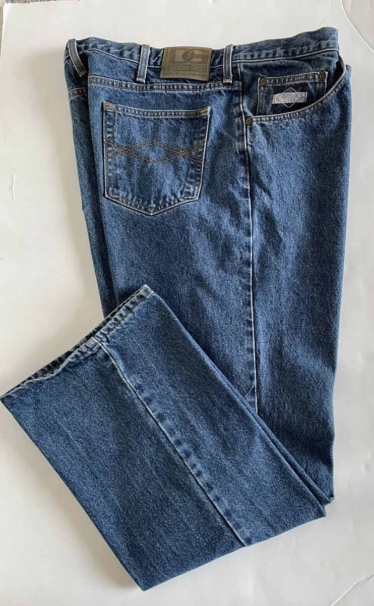 Diamond Gusset Mens Boot Cut Jeans Med Blue 5 Pocket Denim 42x32 USA Nashville