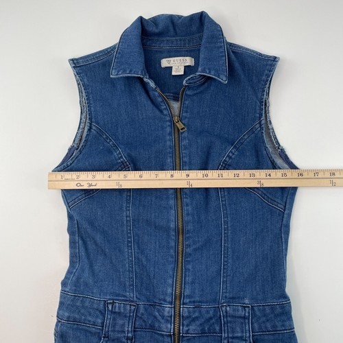 GUESS Los Angeles Jumpsuit Blue Denim Skinny Leg Romper Y2K Womens 6 - Picture 9 of 11