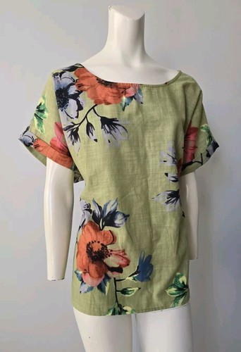 RD & Koko Short Sleeve Blouse Top Shirt Women's Size 2X Green 100% Linen - Picture 2 of 7