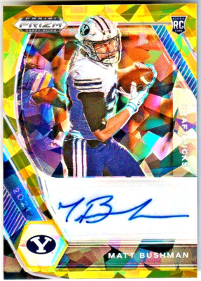 2021 Prizm MATT BUSHMAN RC GOLD Cracked Ice Auto!!! Chiefs BYU