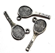 3 Pcs. Tennis Racket Charms Pendants Cast Fine Pewter