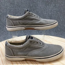 Sperry Top Sider Shoes Mens 7 M Halyard Sneakers Gray Canvas Lace Up Low 1772706