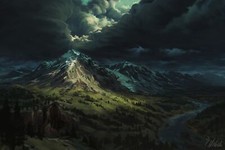 Landscape nature mountains river Custom Gaming Mat Desk