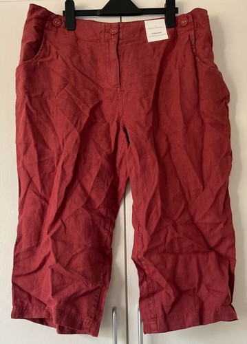 SEASALT BRAWN POINT LINEN CROPS IN RED SEETANG SIZE UK 16 PETITE *UVP 57,95 €