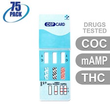 NEW Mintegrity Drug Test 3-Panel Dip Card Urine Home Kit 75-Pack MI-WDOA-234