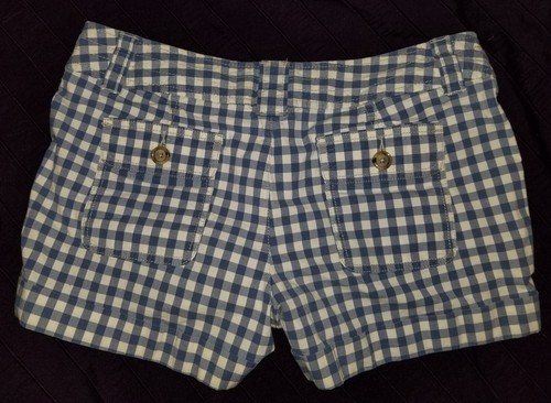 London Jean Women's Shorts Blue Gingham Cuffed Chino Stretch 100% Cotton Size 6 - Picture 5 of 5