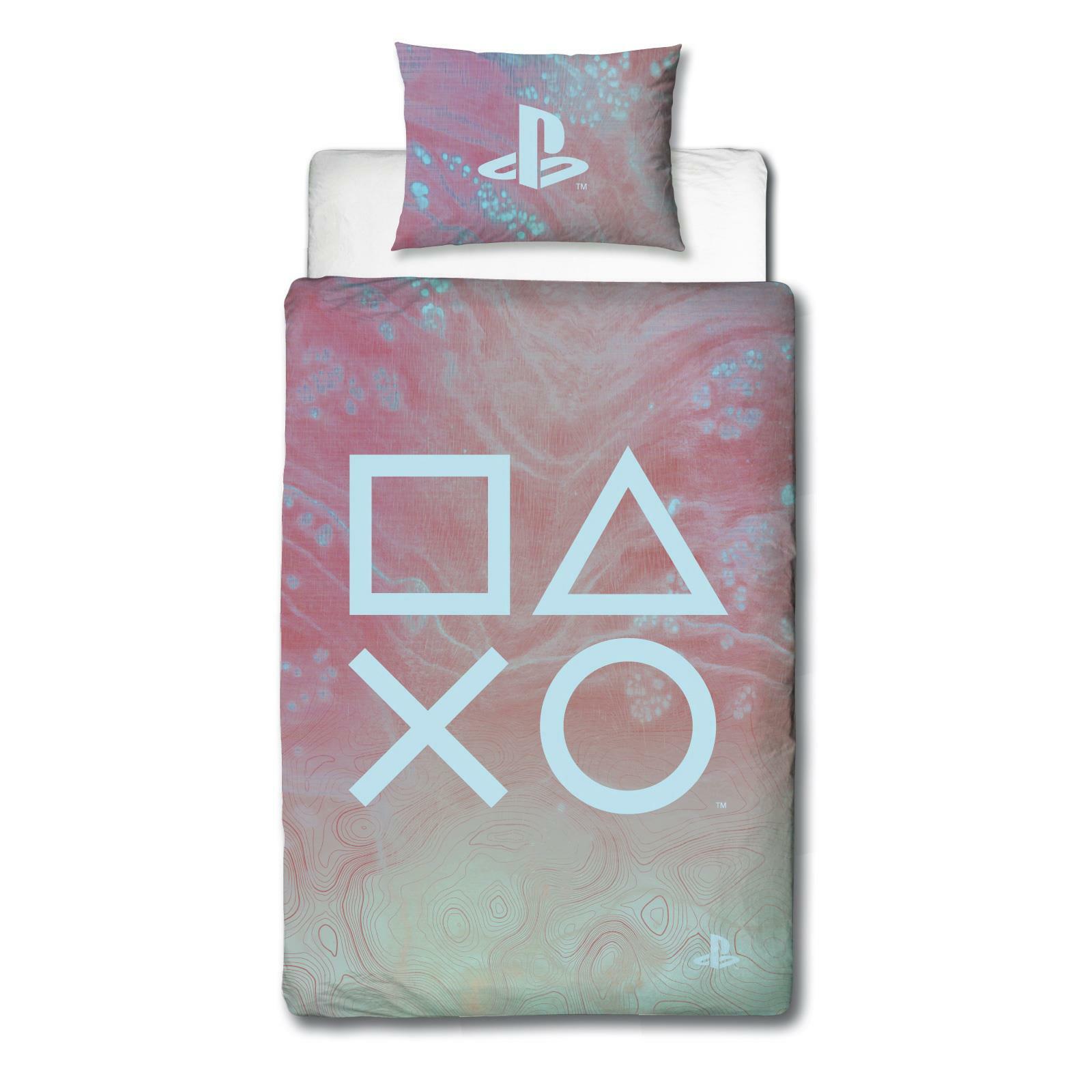 Funda Nórdica Playstation Individual Mármol Geométrico Ropa De Cama Gamer