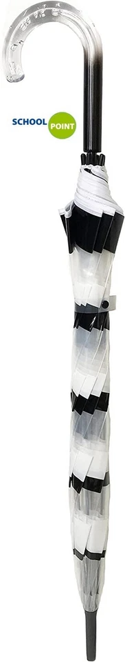 SMATI Ombrello Banda Cupola Trasparente – Righe Bianco e Nero - Antivento - Auto - Immagine 2 di 4