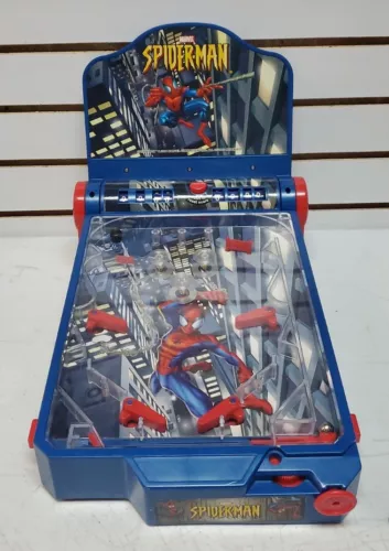 2004 Funrise Toys: Spider-Man Tabletop Pinball Machine - Tested, Keeps Score