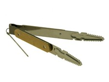 Zange f&uuml;r Shishakohle; L&auml;nge 22 cm, silberfarbig mit Holzgriff