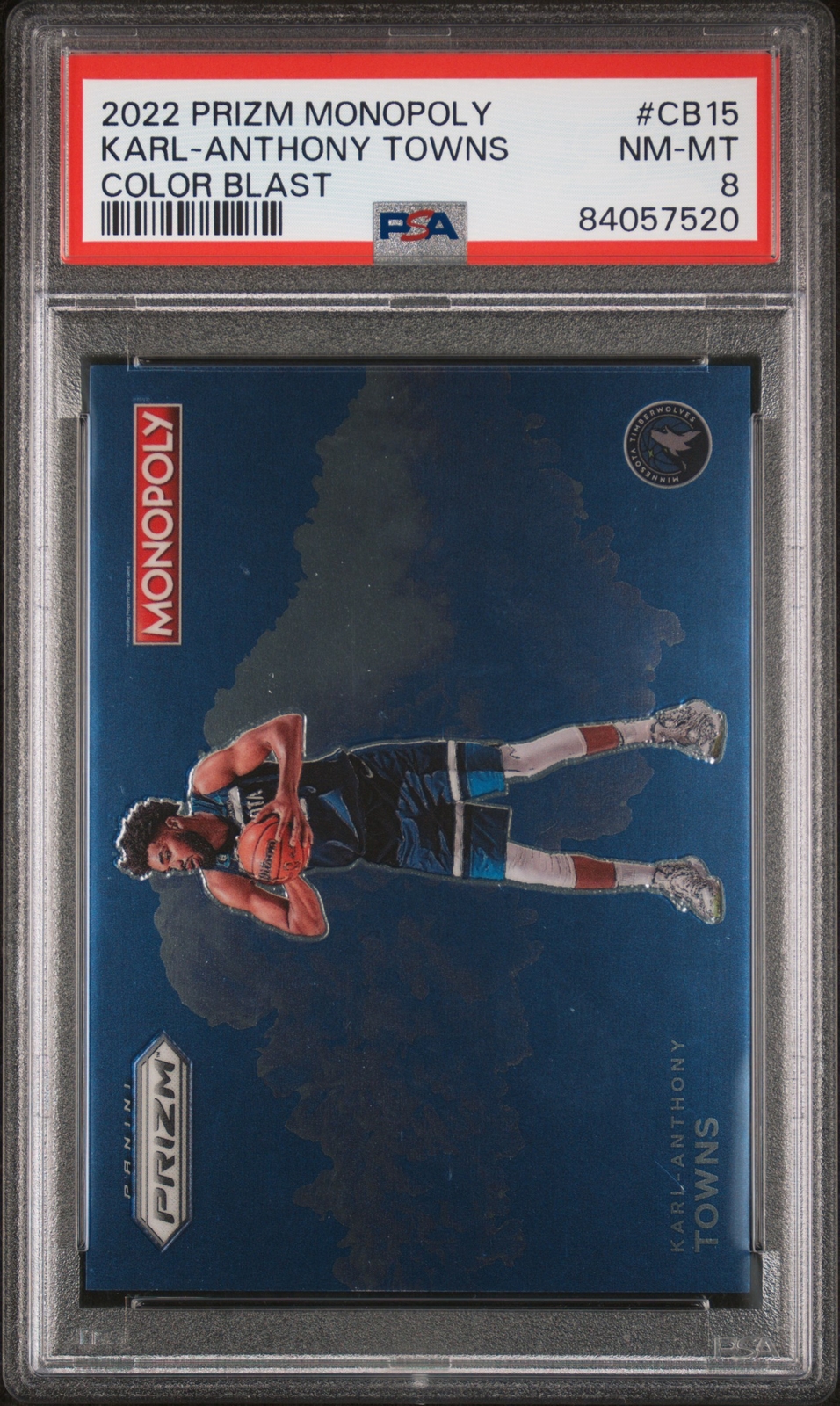 2022 PANINI PRIZM MONOPOLY COLOR BLAST #CB15 KARL-ANTHONY TOWNS PSA 8