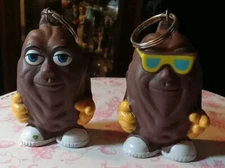 Vintage California Raisins Keychains Lot Of 2 Change Purse Coin Holder 3" Tall 