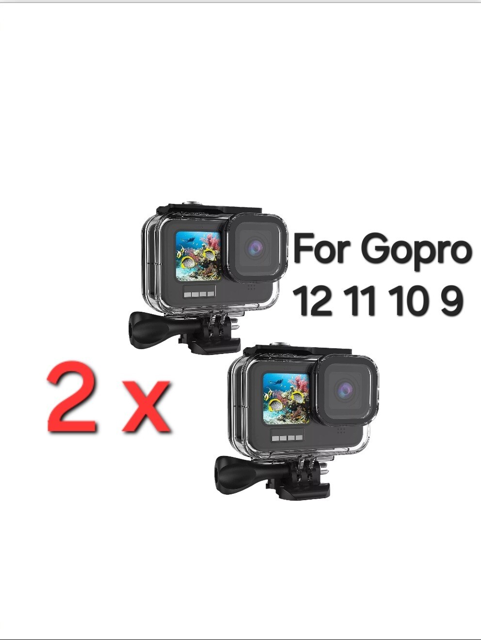 2 X Waterproof Case for Gopro 13 ,12 ,11 ,10, 9  Dive Protec