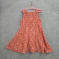 Free People Women Dress Small Pink Floral Mini Fit & Flare Lace Sheer Sleeveless
