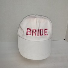 White Bride Cap With Pink Embroidered Letters Adjustable